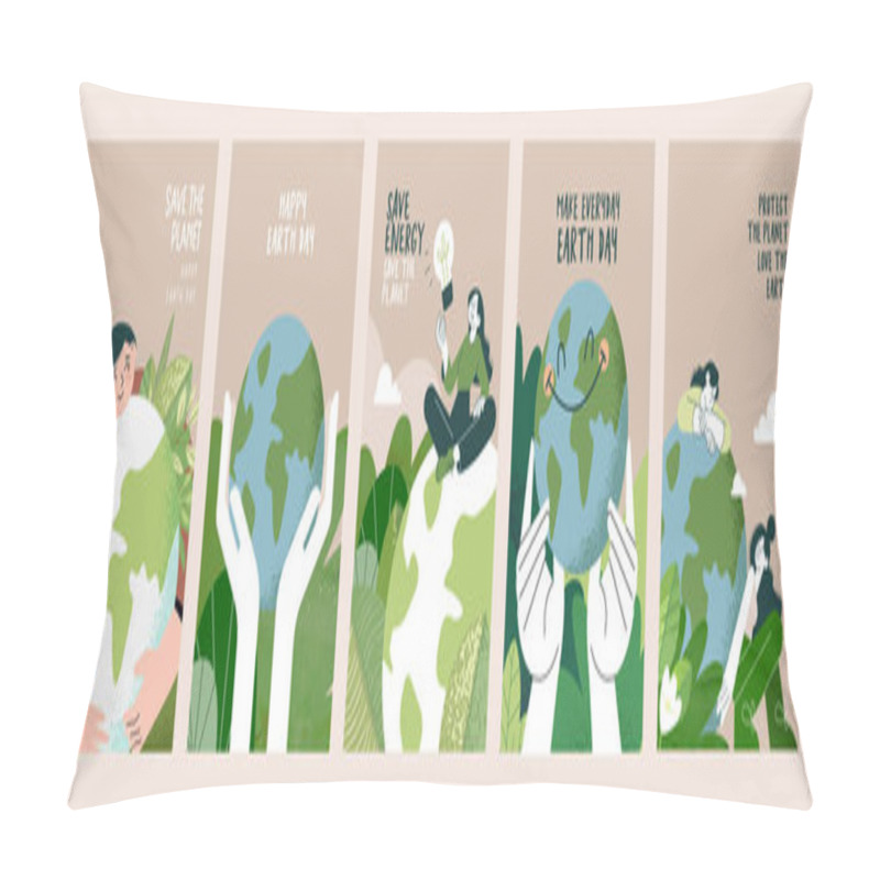 Personality  Earth Day Poster Set. Vector Illustrations For Graphic And Web Design, Business Presentation, Marketing And Print Material. Pillow Covers