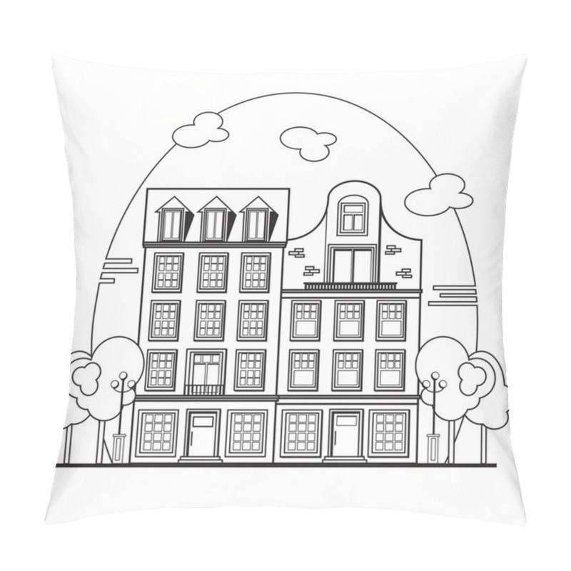 Personality  European Cityscape. Amsterdam Houses. Pillow Covers