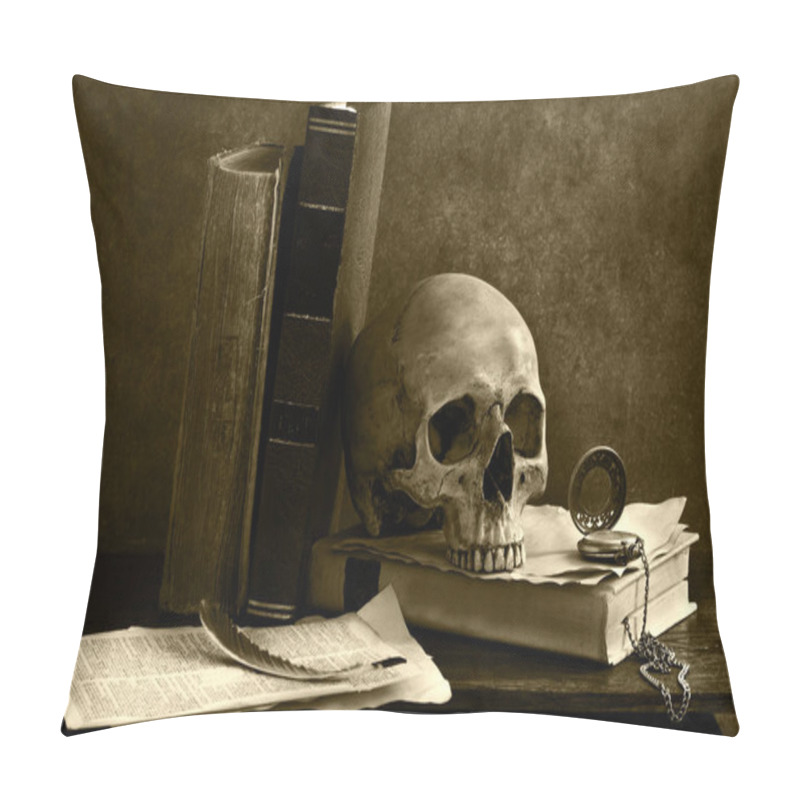 Personality  Human Skull Skeleton With Book Omn Desk Pillow Covers