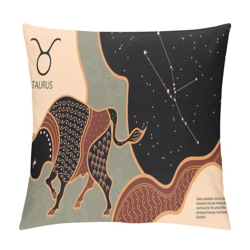 Personality  Zodiac Background. Constellation Taurus. Horizontal Banner. Vector Illustration Pillow Covers