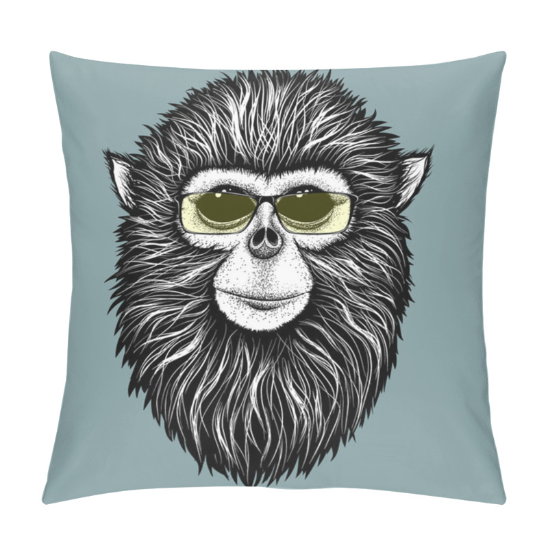 Personality  Hipster Monkey With Yellow Sunglasses Pillow Covers