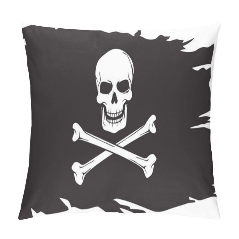 Personality  Pirate Flag With Skull And Cross Bones (Jolly Roger). Vector Illustration. Pillow Covers