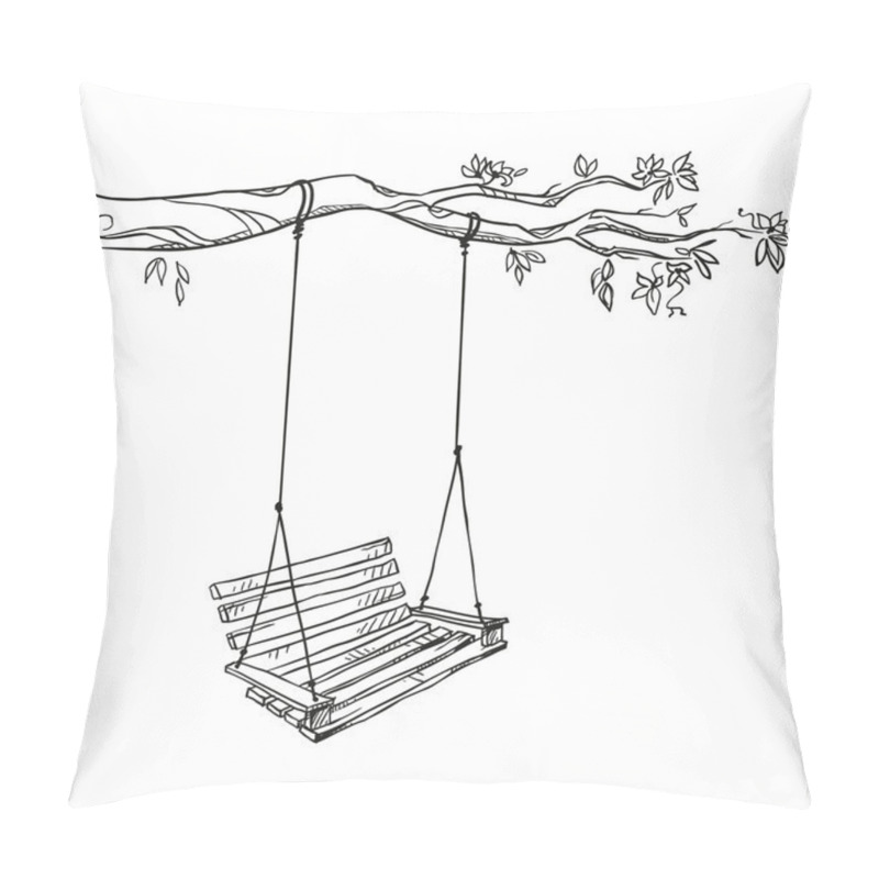 Personality  Tree With A Swing. Vector Illustration. Pillow Covers