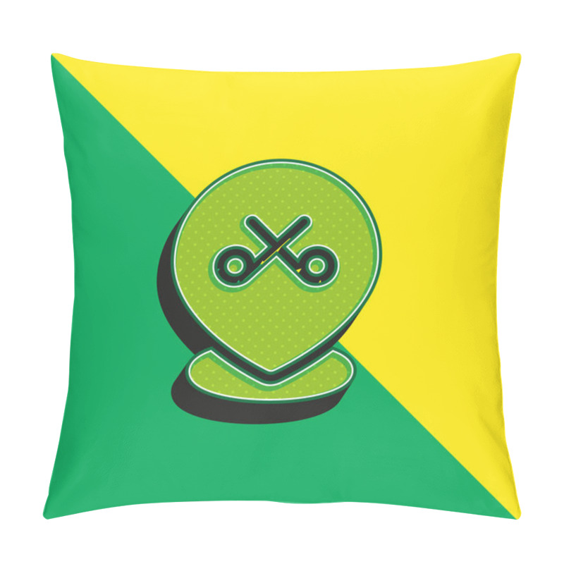 Personality  Barber Shop Green And Yellow Modern 3d Vector Icon Logo Pillow Covers