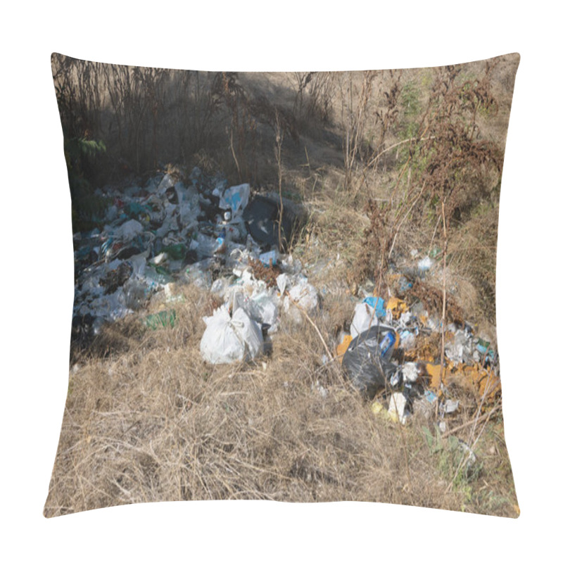 Personality  Household Garbage Pile Illegal Dumping Forest Pollution Environmental Problem Litter Waste Debris Nature Contamination Ecological Trash Heap Urban Waste Landfill Damage Eco Awareness Recycling Issue Pillow Covers