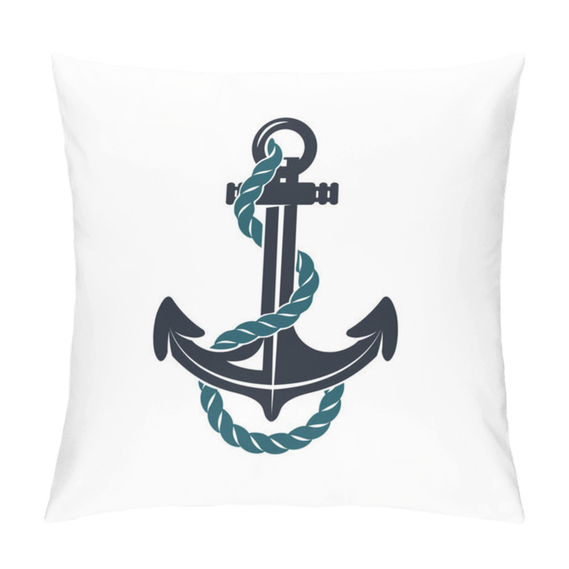 Personality  Ship Anchor Isolated Nautical Object Mooring Vessel To Sea Bottom. Vector Monochrome Marine Navigation Symbol Pillow Covers