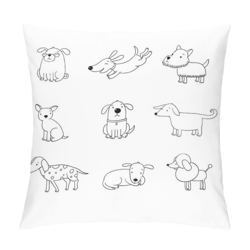 Personality  Set Of Funny Cartoon Dogs. Pillow Covers