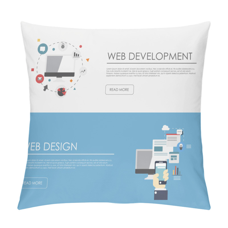 Personality  Banners For Web Development And Apps Development Pillow Covers