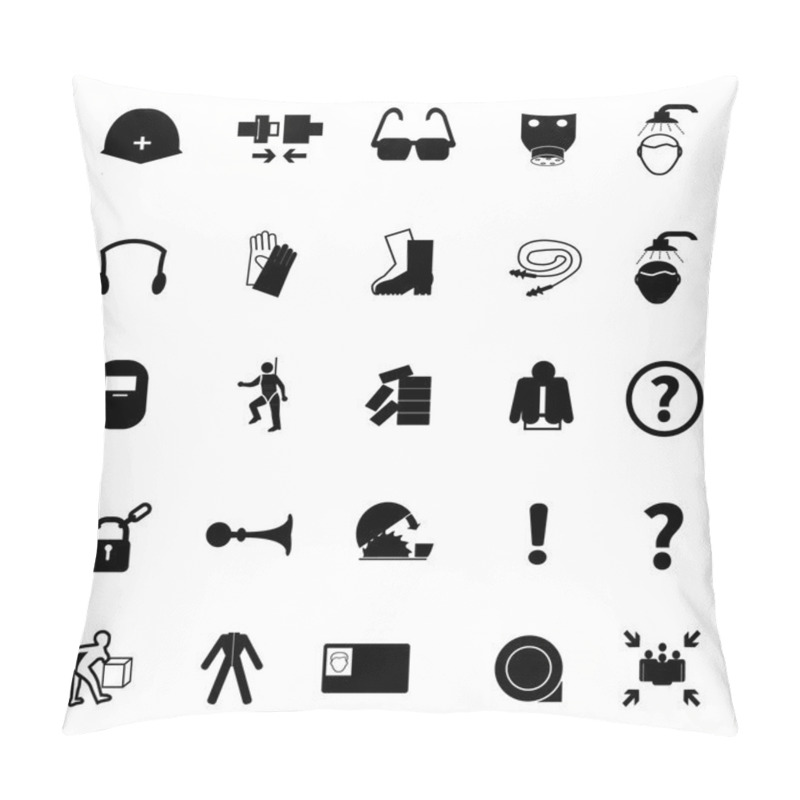 Personality  Mandatory Signs, Construction Health And Safety,Vector Illustrat Pillow Covers