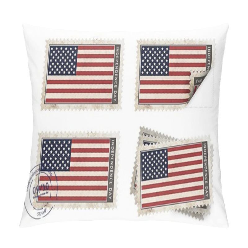 Personality  United States Of American Flag On Stamp Independence Day Set Pillow Covers