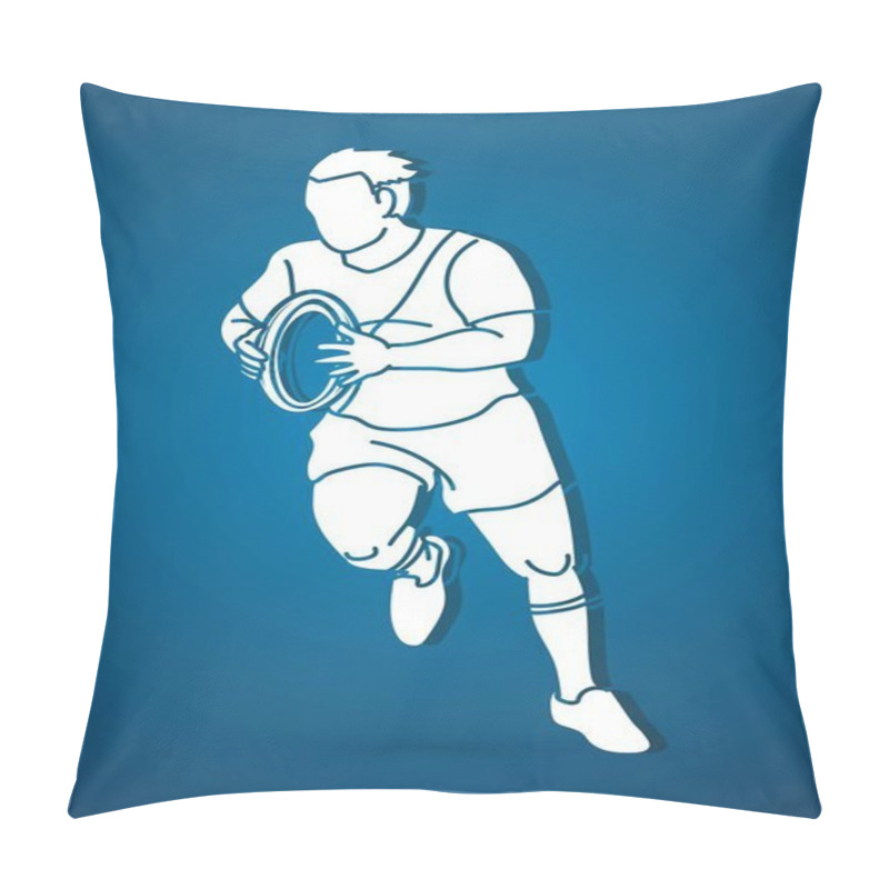 Personality  Rugby Player Action, Cartoon Sport Graphic Vector Pillow Covers