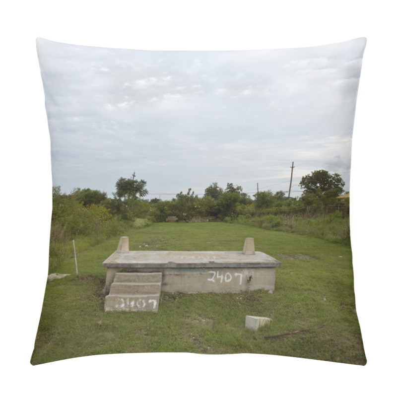 Personality  House Foundation After Hurricane Katrina, New Orleans, Louisiana Pillow Covers