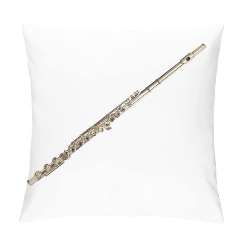 Personality  Isolated Professional Silver Flute On White Pillow Covers