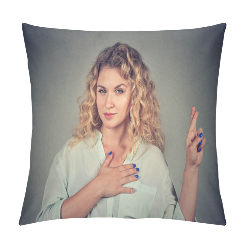 Personality  A Liar Young Woman Making A Promise   Pillow Covers