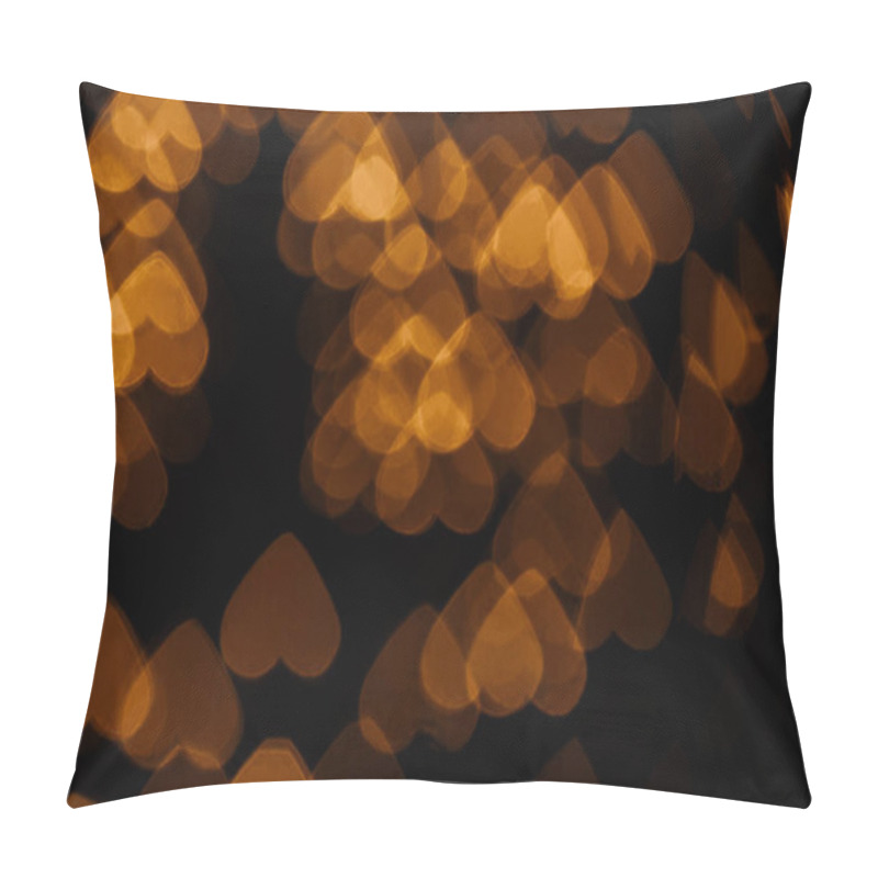 Personality  Golden Hearts Bokeh Lights On Black Backdrop Pillow Covers