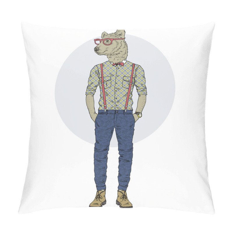 Personality  Trendy Bear Man Hipster Pillow Covers