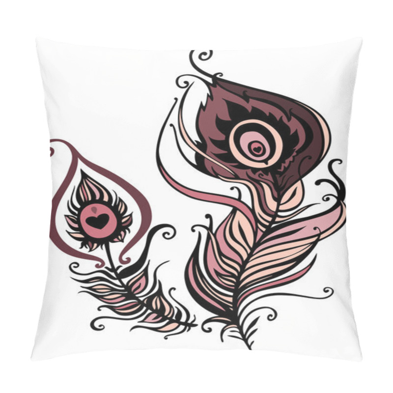 Personality  Beautiful Peacock Feather. Vector Illustration Pillow Covers