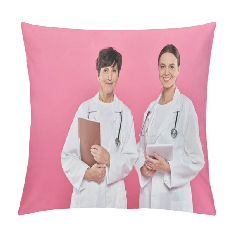 Personality  Female Oncologists, Doctors Digital Age, Tablet, Folder, Medical Record, Breast Cancer Awareness Pillow Covers