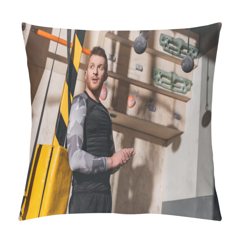 Personality  Young Man In Sportive Attire At Gym Pillow Covers