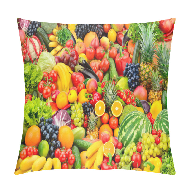 Personality  Assorted Fresh Ripe Fruits And Vegetables. Food Concept Backgrou Pillow Covers