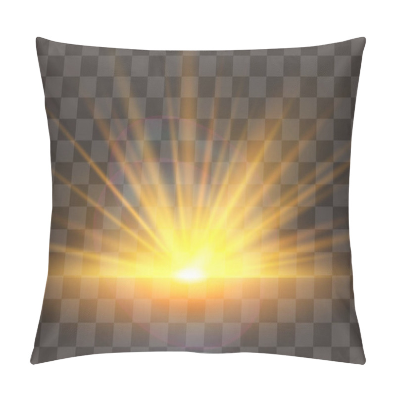 Personality  Sunrise, Dawn. Vector Transparent Sunlight. Special Lens Flare Light Effect. Pillow Covers