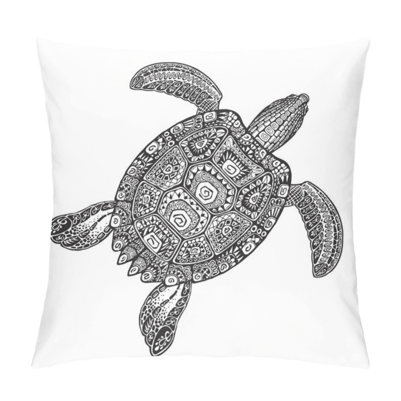 Personality  Ornate Turtle In Tattoo Style Isolated On White Background. Vector Illustration Pillow Covers