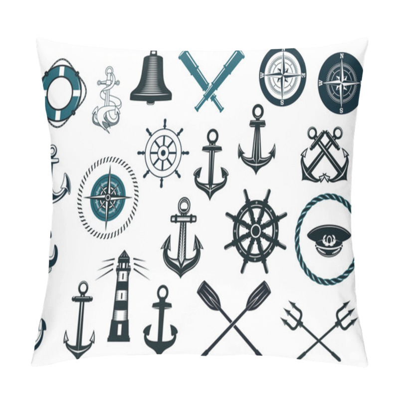 Personality  Set Of Nautical Icons Pillow Covers