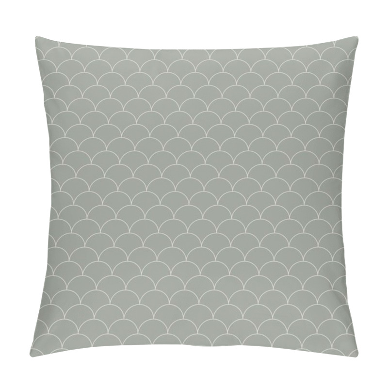 Personality  Japandi Seamless Pattern With Geometric Scallop Design In Soft Green And White Colors Perfect For Wallpaper Textile Fabric And Digital Use Vector Design. A Japandi-inspired Seamless Pattern Featuring Pillow Covers