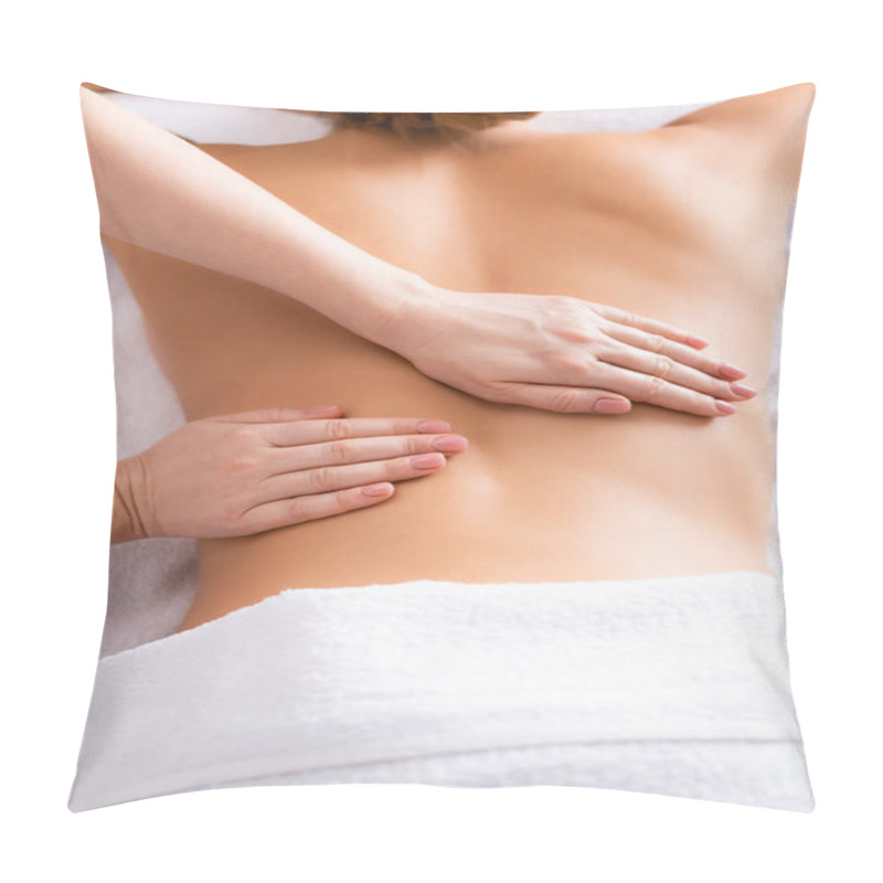 Personality  Partial View Of Masseur Massaging Client On Massage Table  Pillow Covers