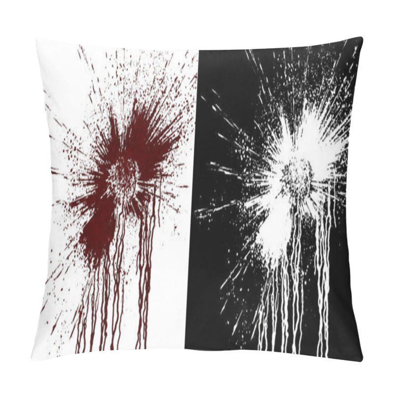 Personality  Computer Simulation Of Splashes And Blood Flows On A White Wall. Digital Illustration With Alpha Matte To Compose. 3d Rendering Pillow Covers