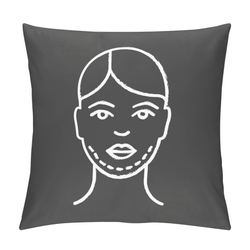 Personality  Double Chin Surgery Chalk Icon. Plastic Surgery. Double Chin Removal. Facial Rejuvenation. Genioplasty. Facelift Surgical Procedure. Isolated Vector Chalkboard Illustration Pillow Covers