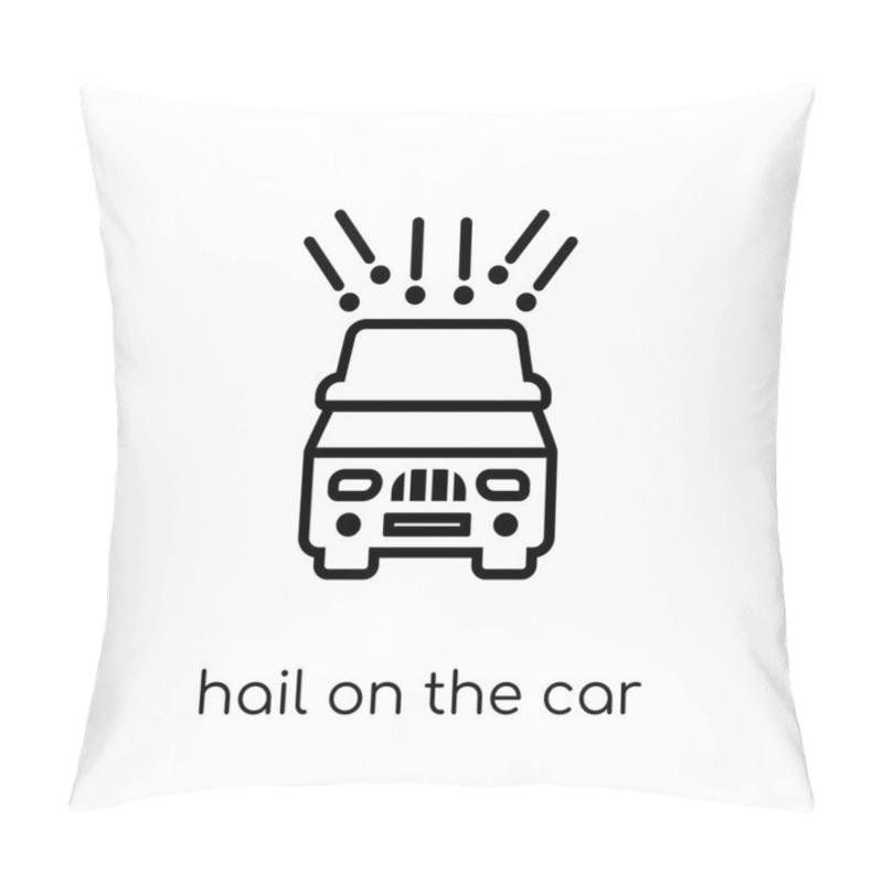 Personality  Hail On The Car Icon. Trendy Modern Flat Linear Vector Hail On The Car Icon On White Background From Thin Line Insurance Collection, Editable Outline Stroke Vector Illustration Pillow Covers