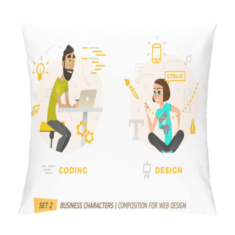 Personality  Design Elements For Web Construction. Pillow Covers