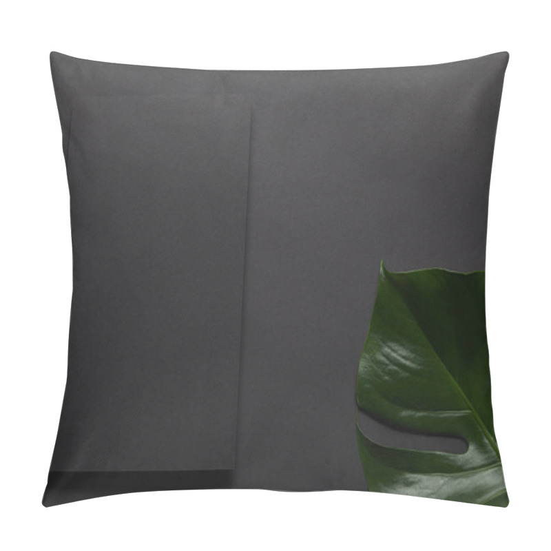 Personality  Black Notebook On Black Background With Monstera Leaf Pillow Covers