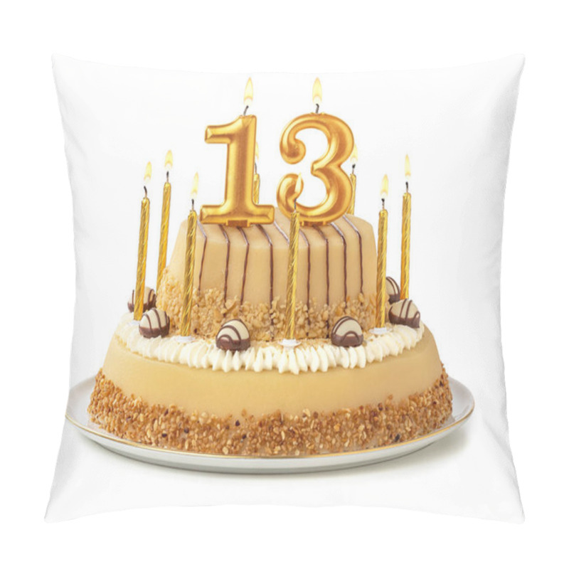 Personality  Festive Cake With Golden Candles - Number 13 Pillow Covers