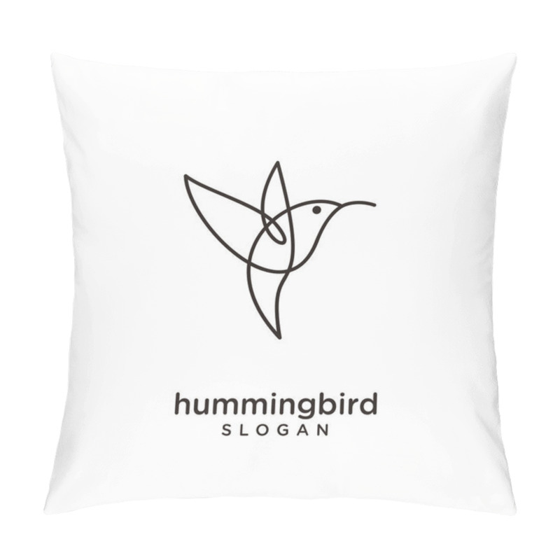 Personality  Hummingbird Line Logo Icon Design Design Flat Illustration Pillow Covers