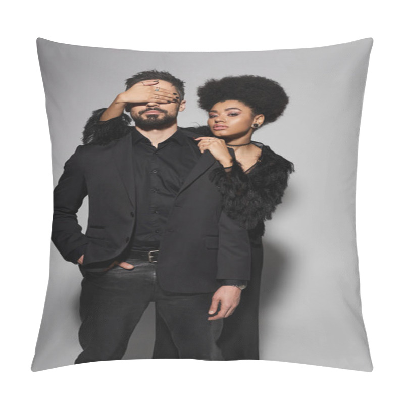 Personality  A Stylish Couple Expresses Deep Affection And Artistry Through A Dynamic Pose And Striking Outfits. Pillow Covers