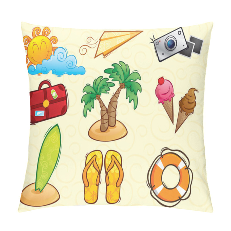 Personality  Vacation Vector Pack (summer) Pillow Covers