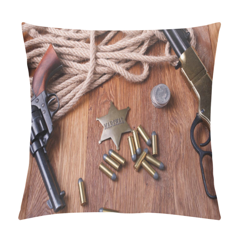 Personality  Wild West Gun, Ammunition And U.S. Marshal Badge Pillow Covers