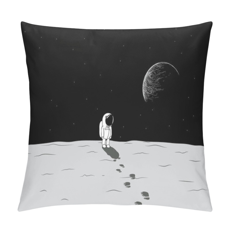 Personality  Cartoon Spaceman Explore A Moon Pillow Covers