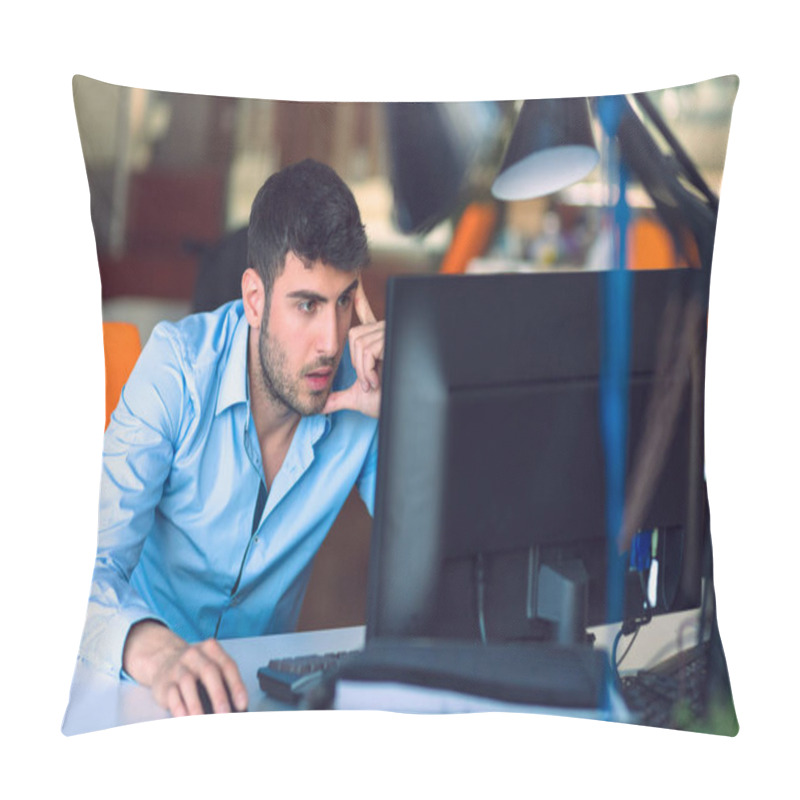 Personality  Freelance Programmer Working In Startup Office Pillow Covers