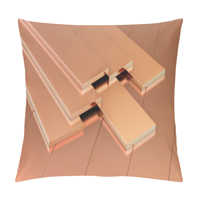 Personality  Copper Flat Bars Background, 3D Rendering Pillow Covers