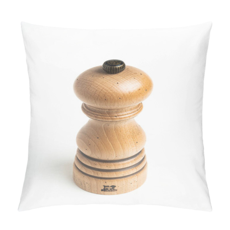 Personality  Vidalia, Georgia / USA - May 5, 2020: Studio Product Shot Of The Iconic Paris Model Of The Peugeot Pepper Mill In Natural Wood With Metal Jewel Knob. Pillow Covers