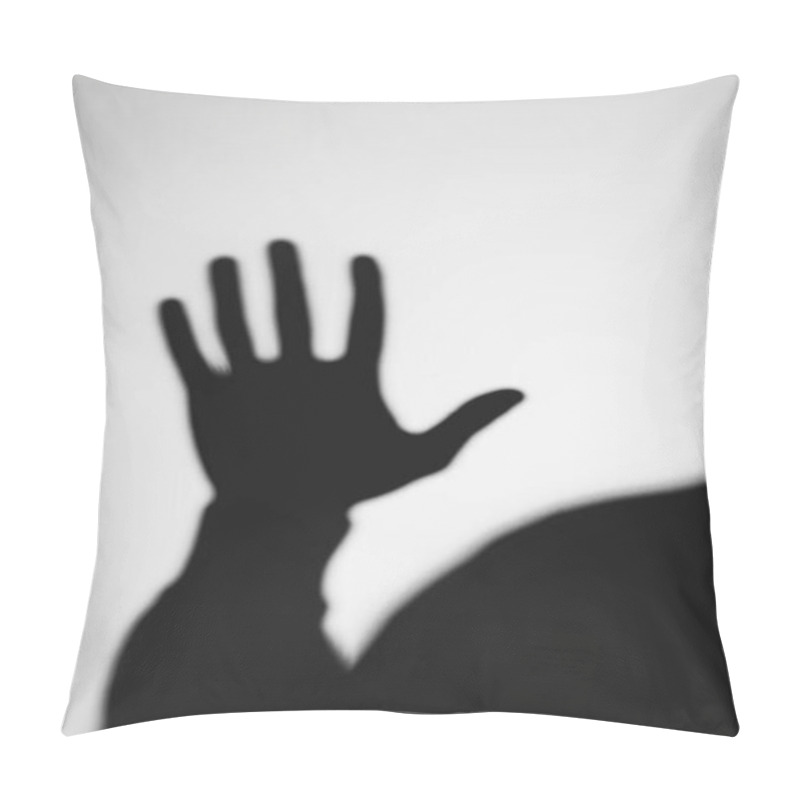 Personality  Strange Blurry Shadow Of Human Hand On Grey Pillow Covers