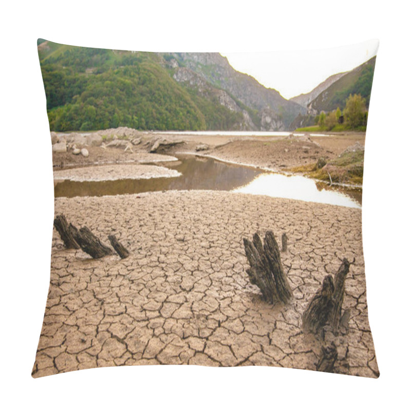 Personality  Nature Disaster Global Warming Concept. Dry Land Texture Close Up. Rough Pattern. No Water. Climate Change, Drought, Water Crisis. Pillow Covers