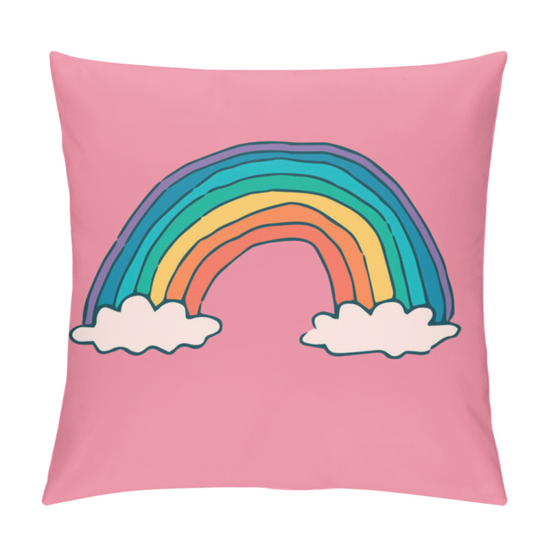 Personality  Rainbow And Clouds. Hand-drawn Vector Illustration Pillow Covers