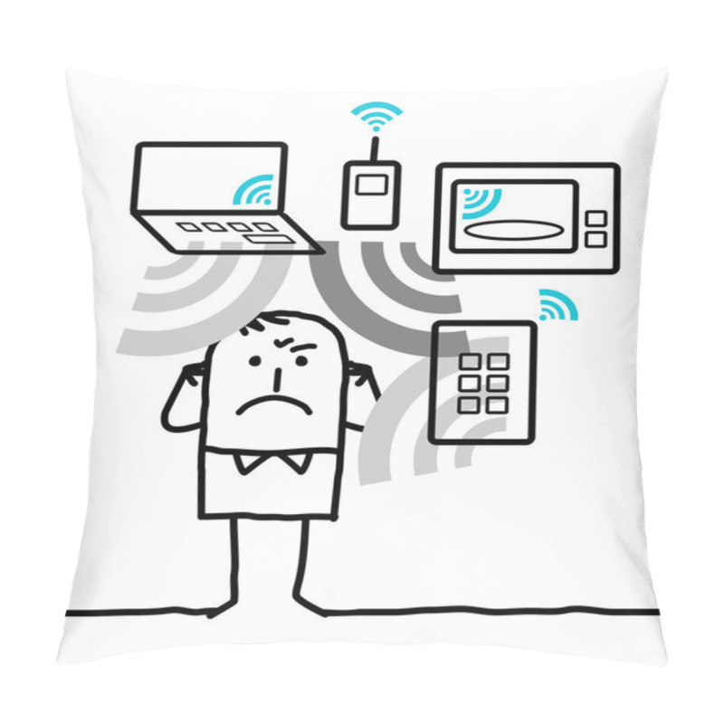 Personality  Cartoon Man Exposed To Too Many Waves Pillow Covers