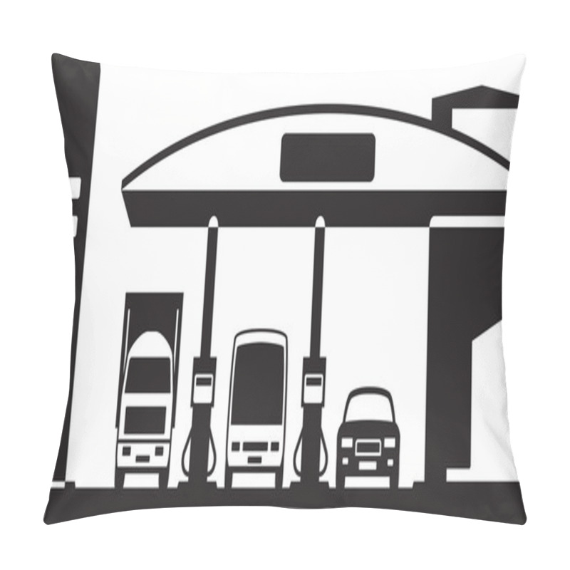 Personality  Truck, Bus And Car At Gasoline Station Pillow Covers