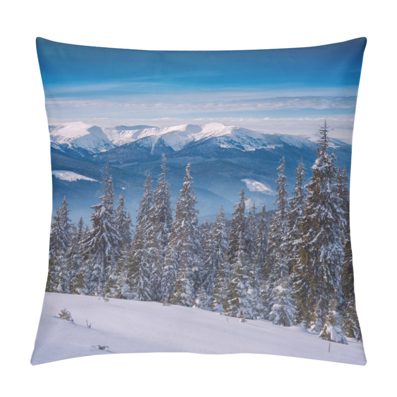 Personality  Vertical Panorama Of Carpathian Winter Valley Pillow Covers