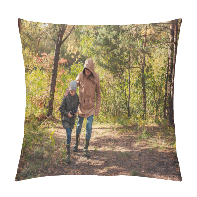 Personality  Father And Son With Binoculars Pillow Covers